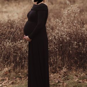 Long black maternity dress- perfect for maternity photos or a special event!